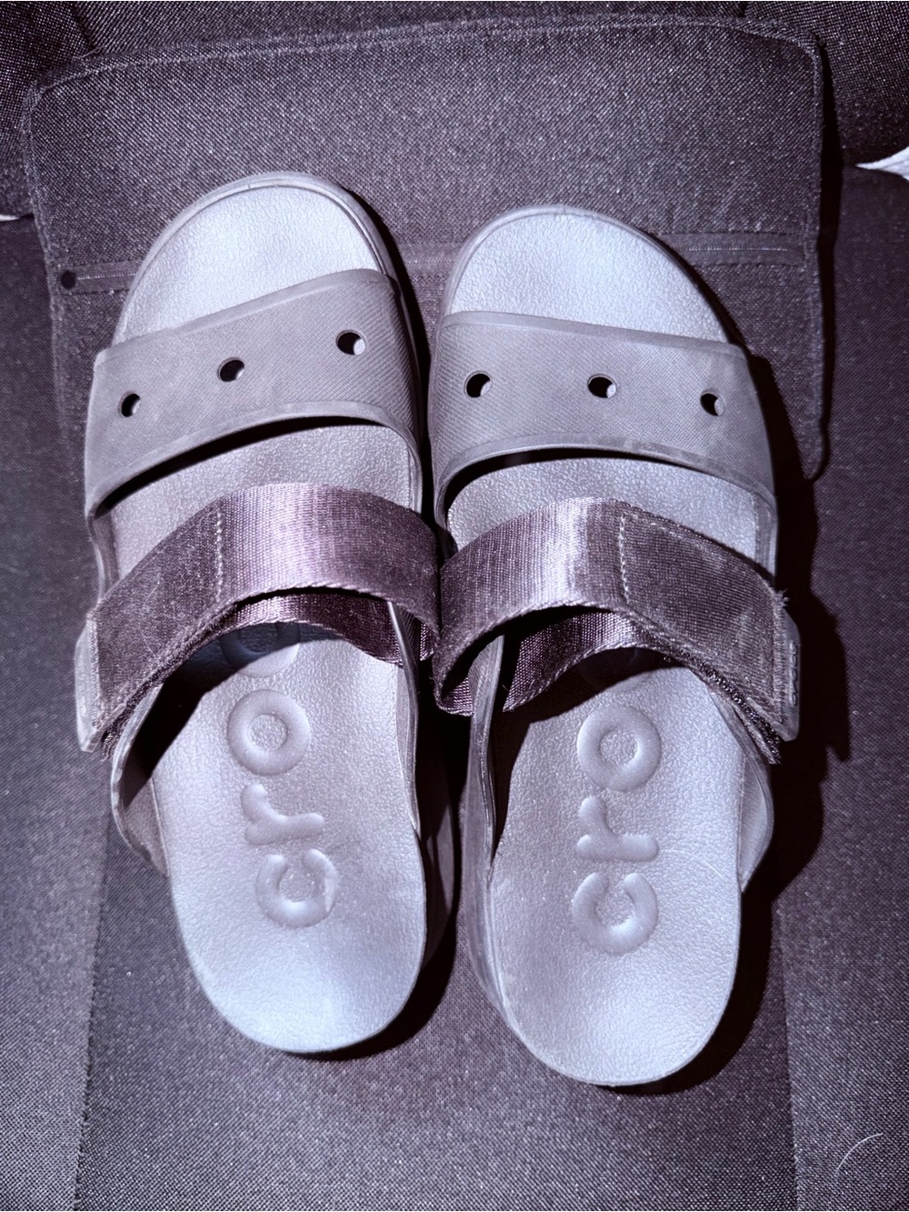 CROCS Women Black Dual-Strap Slide Sandals - Picture 2 of 3